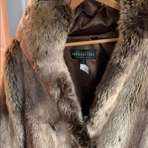 Full length faux beaver fur coat with hood